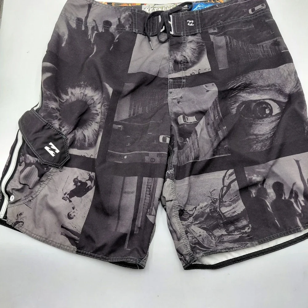 Billabong Metallica Limited Edition Board Shorts Mens 38 Y2K Surf Swim Trunks